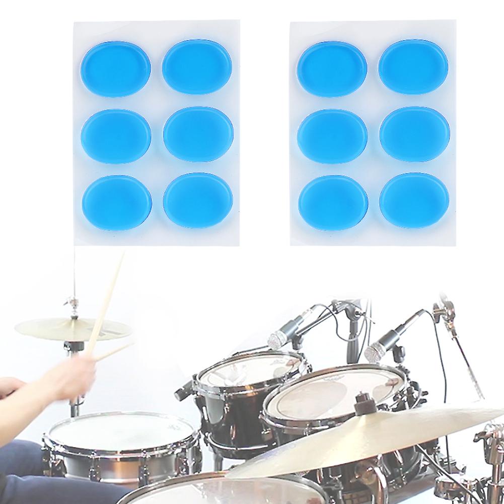 12PC Blue Silicone Drum Dampers Self-Adhesive Percussion Set