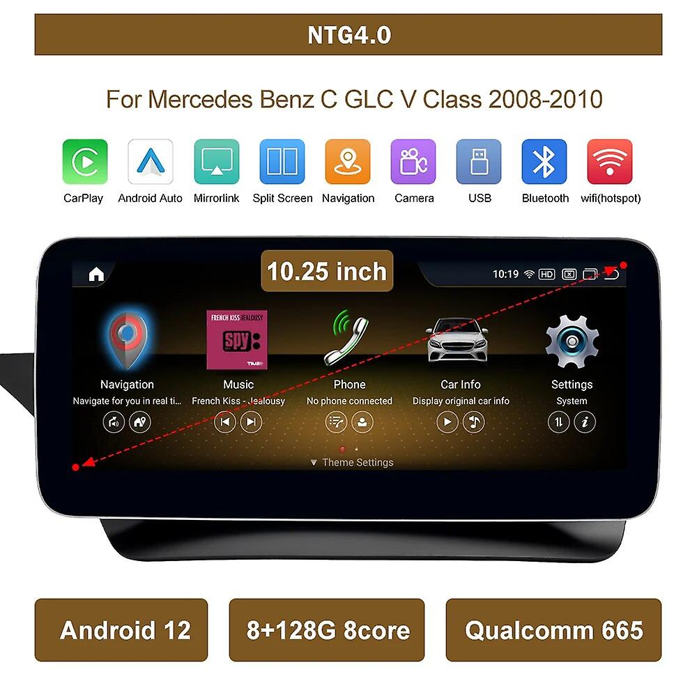 Android 12 Touch Screen For Mercedes Benz W205 Glc C V Class 2008-2019 Gps Wifi Lte Bt With Carplay Android Auto Car Radio