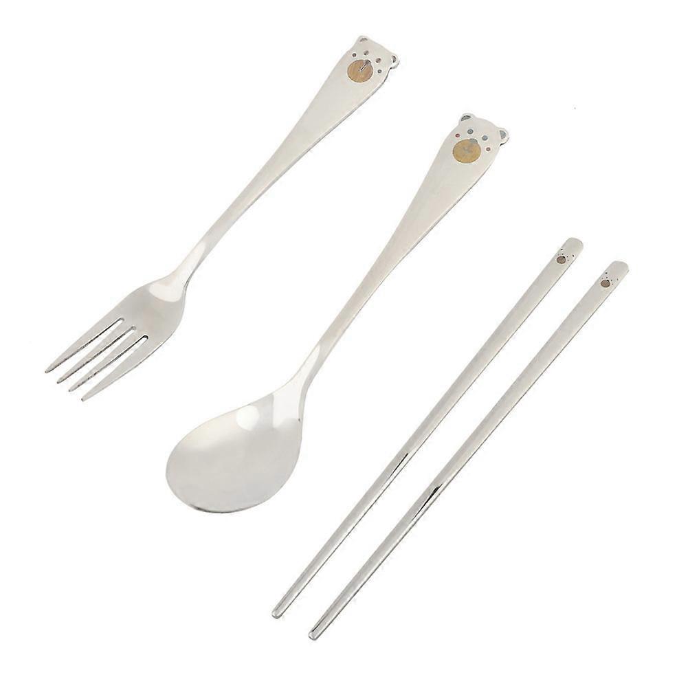 Reusable Stainless Steel Cartoon Pattern Children Tableware Kit  Fork Spoon Chopstick (#3)