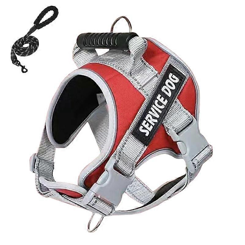 Pet Explosion Proof Punch Chest Harness Red+2m Round Rope