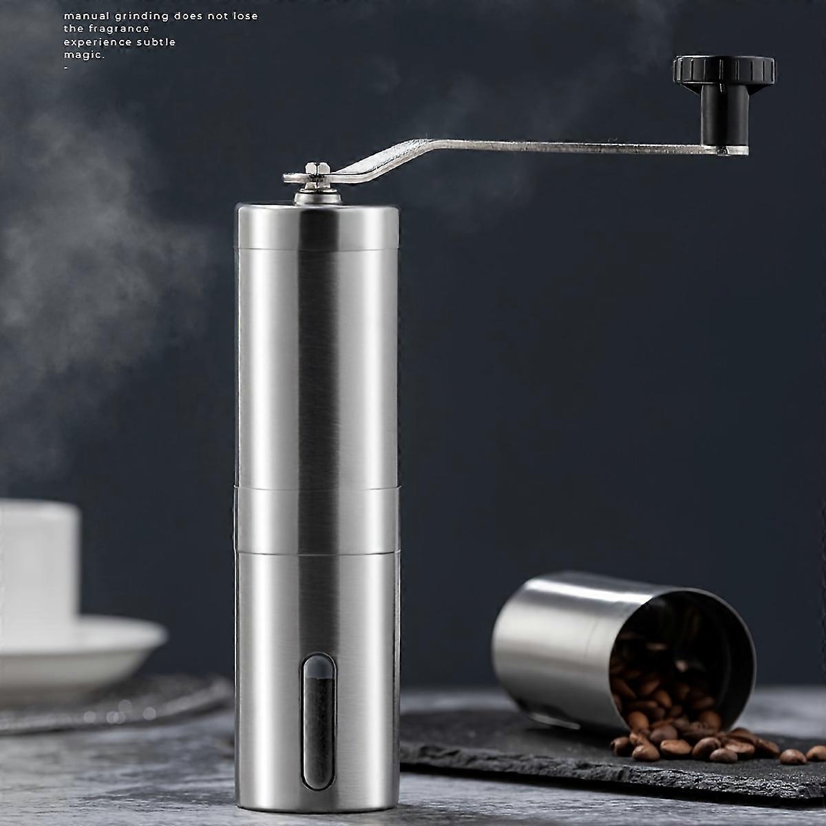 ポータブルステンレス製手動コーヒーグラインダー - ハンドクランク、電気不要、屋外キャンプ&キッチンでの使用に最適