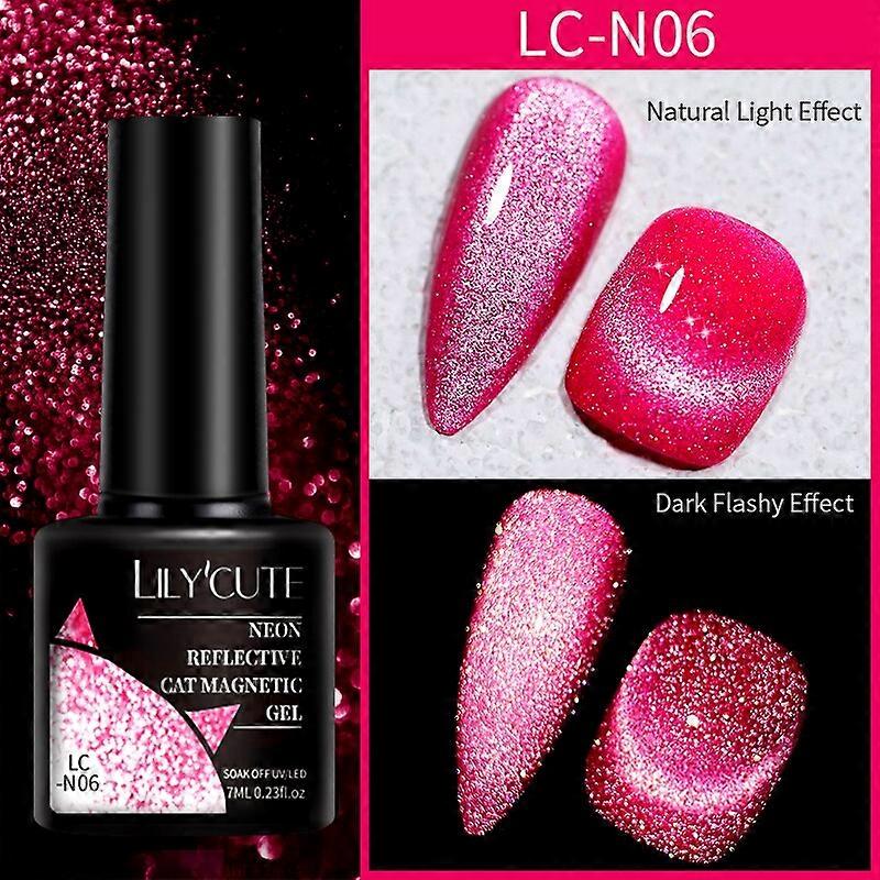 7ml Reflective Cat Magnetic Gel Nail Polish Summer Fluorescent 9D Semi Permanent Glitter Magnetic Soak Off UV Nail GelLC-N06