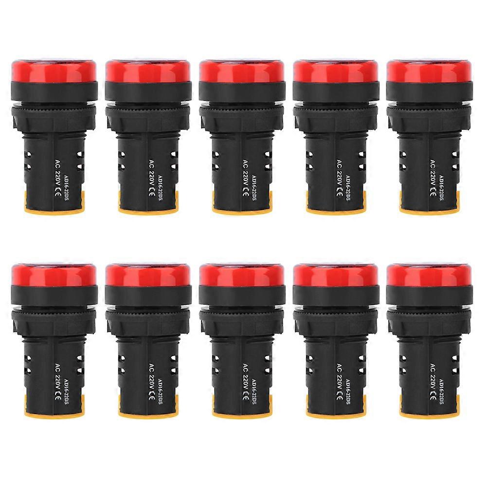 10pcs Berm Led Power Indicator Light Pc Flame Retardant Shell 22mm Diameter 220v Ad16-22d/s Red