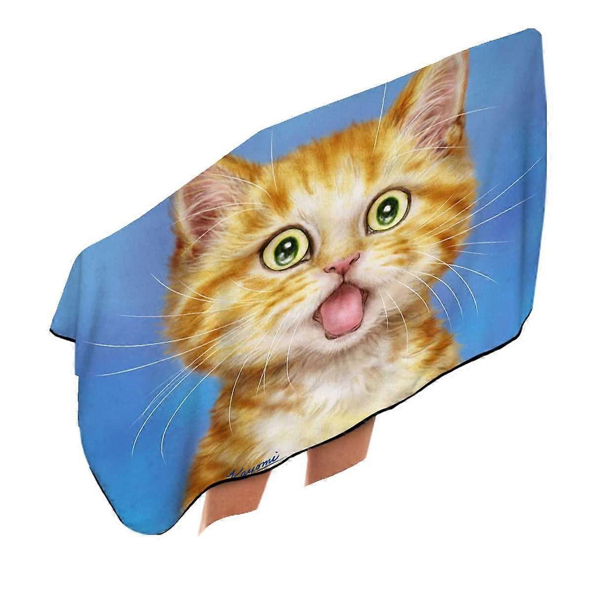 Funny Cat Ginger Kitten is in Shock Microfiber Beach Towel