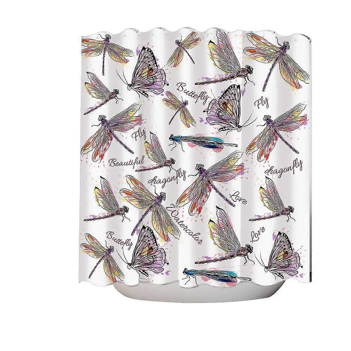 Drawing of Butterflies and Dragonflies Shower Curtain