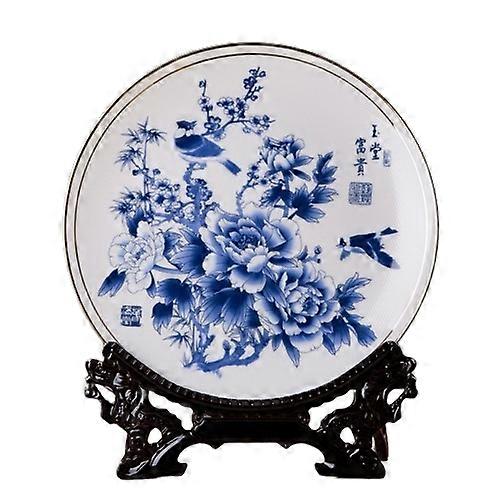 Decorative Trays-Noble Jade-Blue Peony Gold Plate