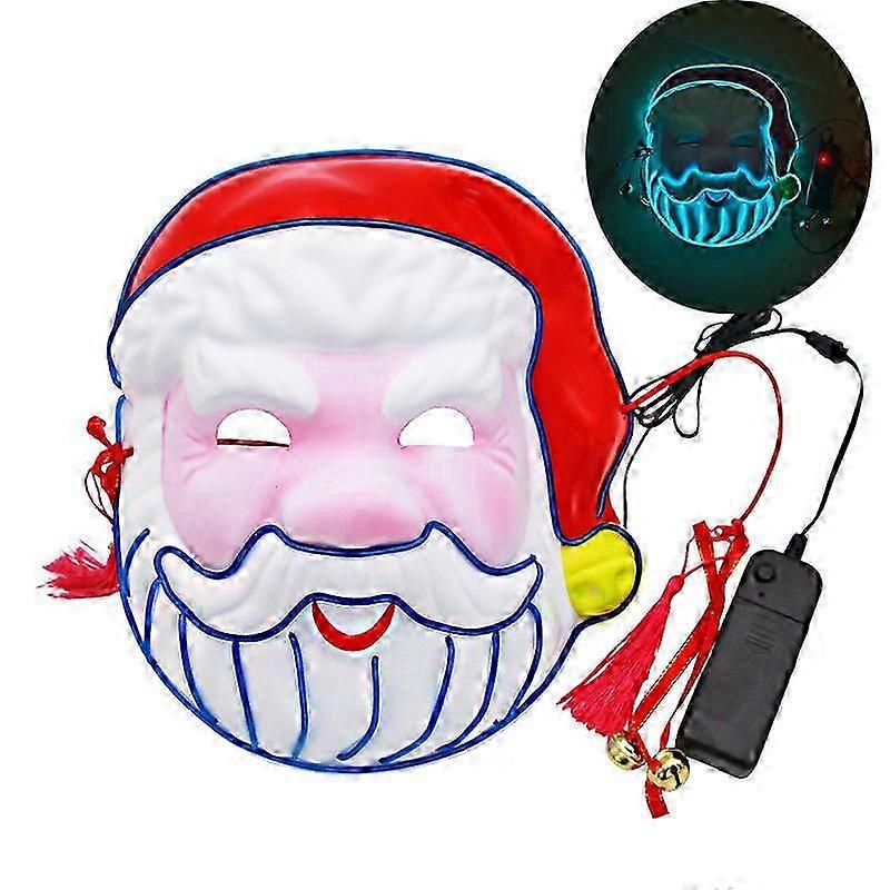 Santa Claus Luminous Mask Carnival El Cold Light Mask Full Face Adult Prop Halloween Party