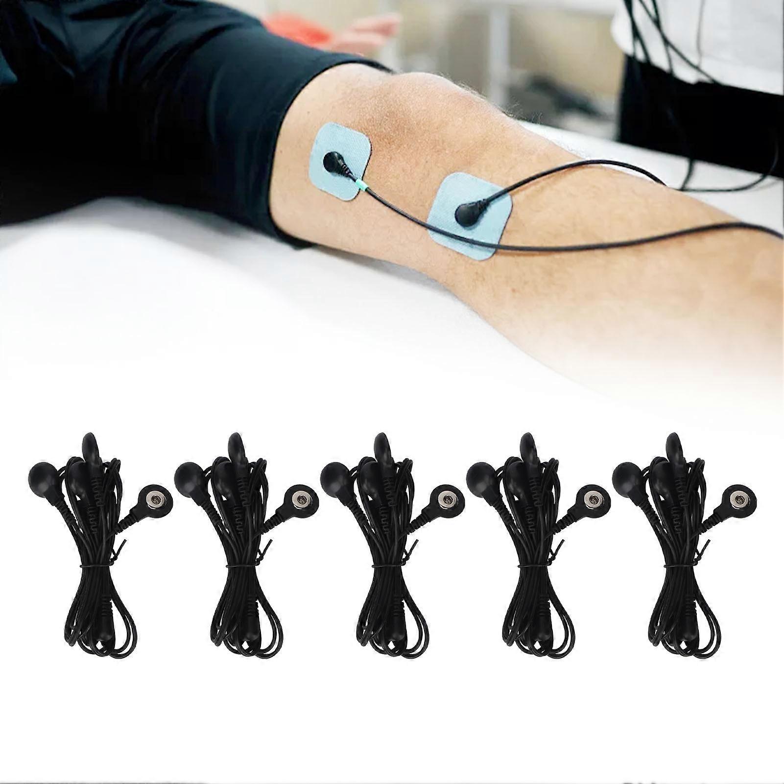 5pcs Unit Electrodes Lead Wire 4 Snap Connector 2.5mm Plug for Massager