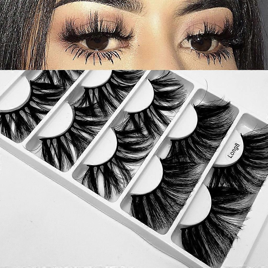 5Pairs Natural Long Thick Black False Eyelashes Eye Lashes Makeup