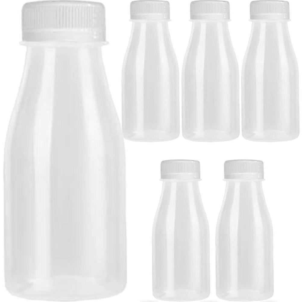 6Pcs Household Juice Bottles Clear Drinking Bottles Reusable Empty Bottles(200ml)