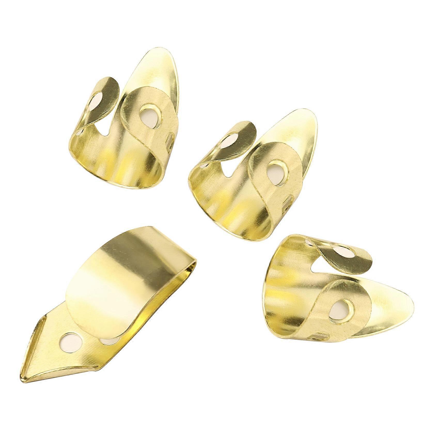 Gitarr Finger Picks 3 + 1 tumme justerbar metall Banjo Fingerstyle Pick Finger Protector