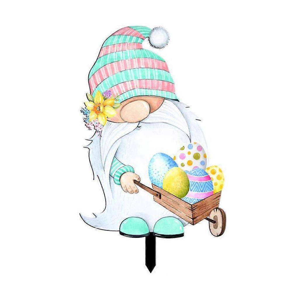  Gnome Yard Stake Easter Yard Sign Water Proof Easter Props Outdoor Ornaments