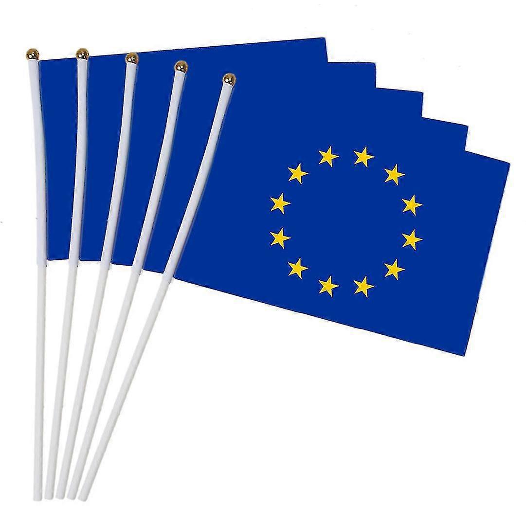 5pcs Stick Flag 14*21cm Hand Held Mini Flag With White Pole - Vivid Color And Fade Resistant Hand Held Stick Flags
