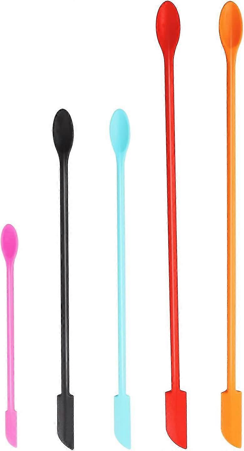 5 Pcs Mini Jar Scraper Set, Double Heads Silicone Spatula With Spoon