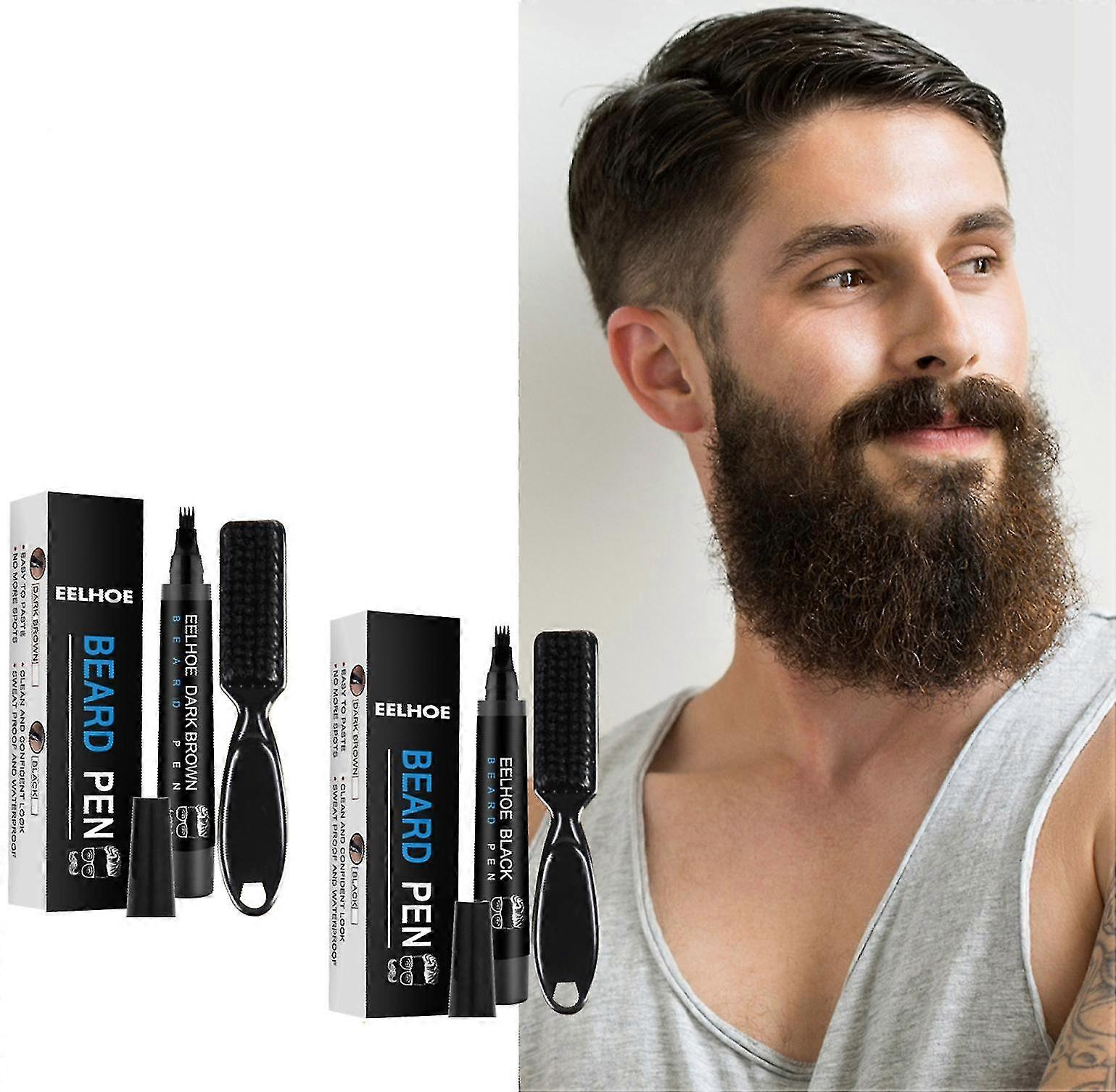Eelhoe Beard Filling Pen Kit Vattentät SkäggPenna Skägg Styling Penna Skägg Styling Pensel Styling Brush
