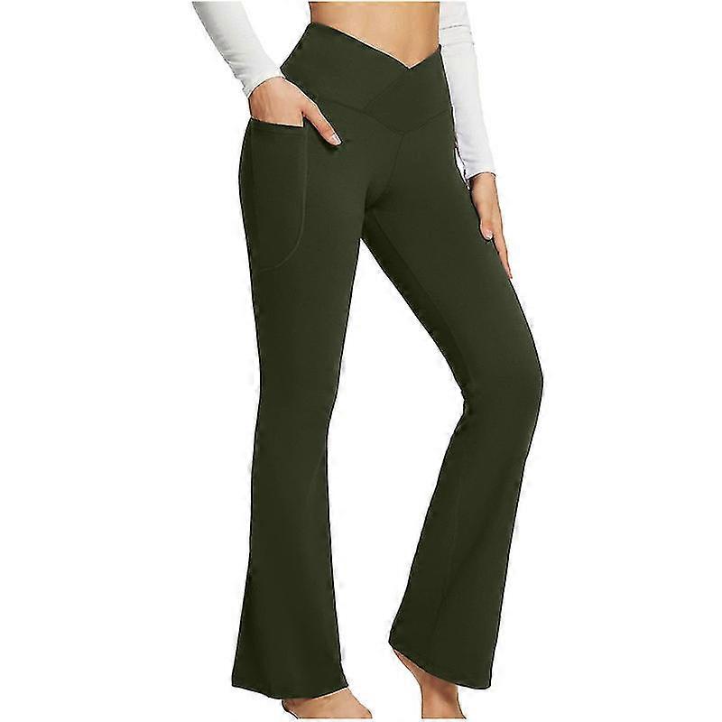 Bootcut Yoga Pants With Pockets For Women High Waist Workout Bootleg Pants Tummy Control, Work Pants For Women