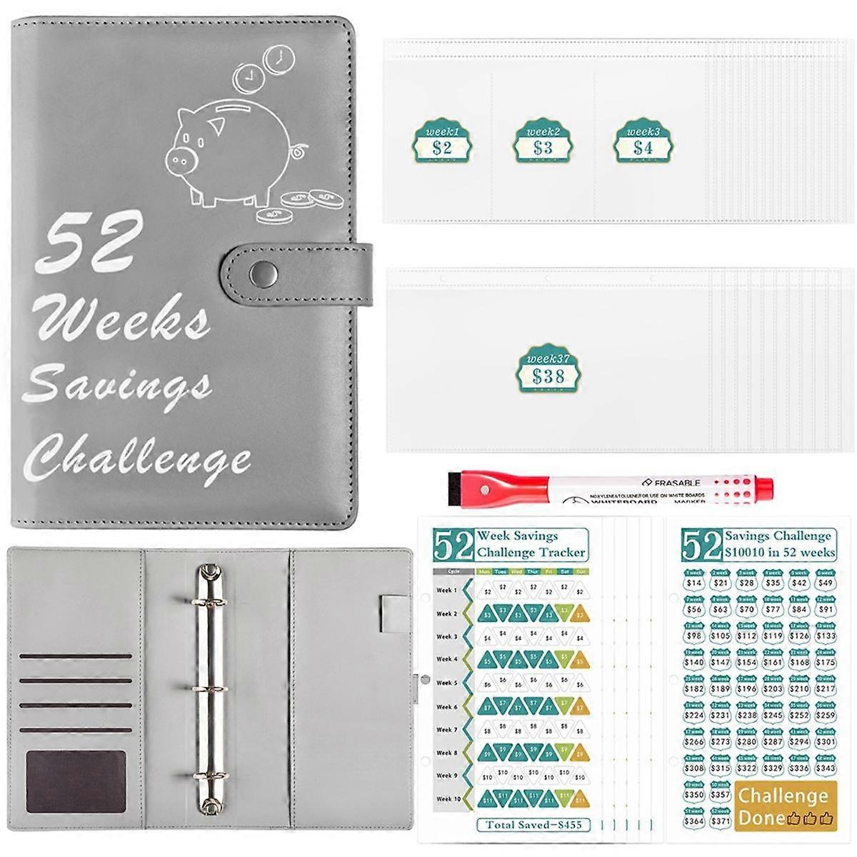 52 Week Money Saving Challenge Binder with Savings Challenges Book Cash Envelopes for Budget Planne