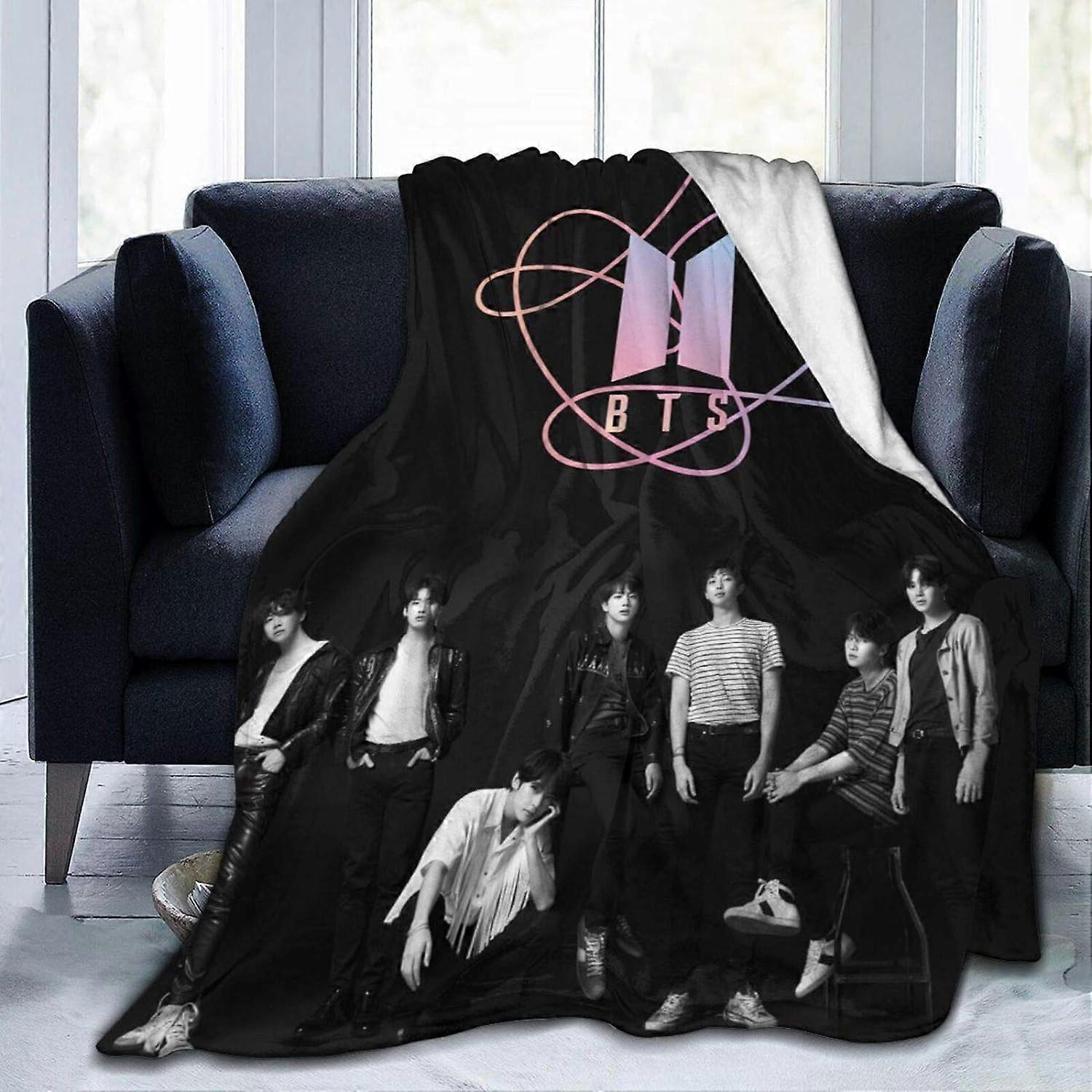 BTS Tæppe Kpop Army Varme Kram Super Blød Flannel Kaster Tæpper Suitble Sofa Sofa Kontor Letvægts Plys til voksne og-SYS23548