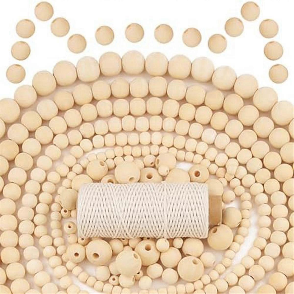 Wooden Beads for Crafts,Wood Beads Garland Home Decor Macrame Kit Round Wood Beads Suitable DIY Jew