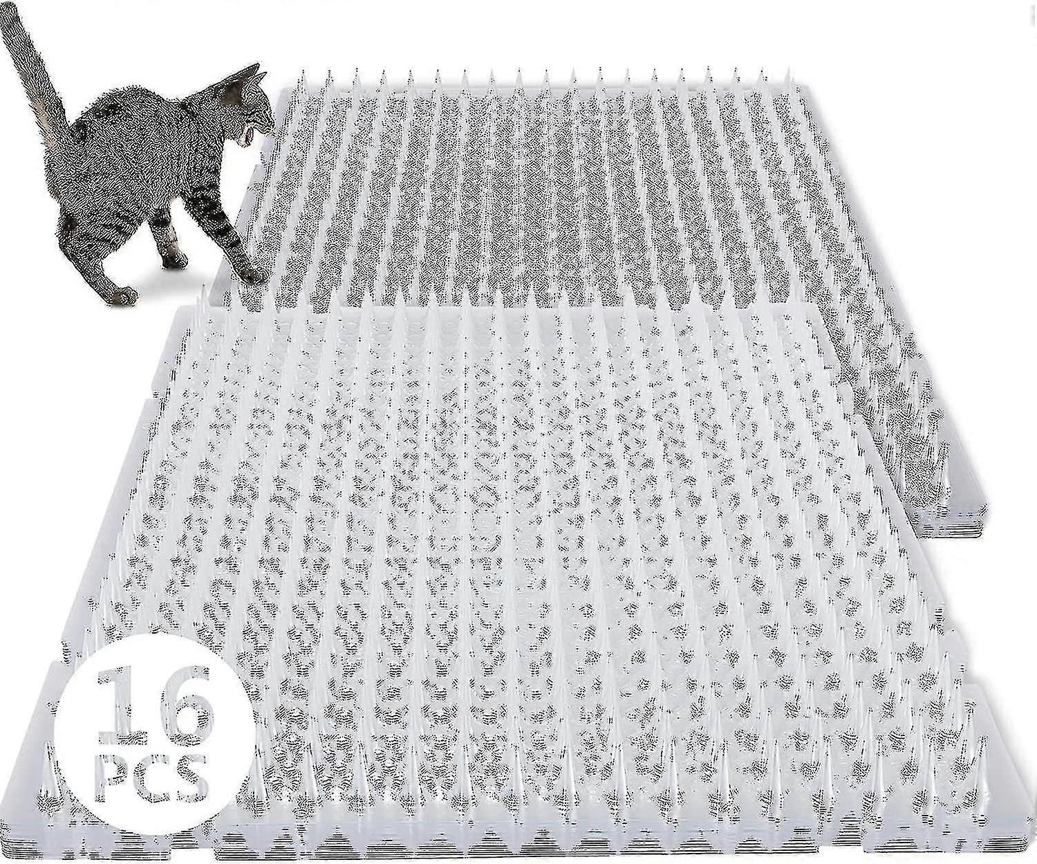16 Pack Tappetino Scat Repellente per gatti all'aperto Tappetini in plastica con punte Clear Spiked Deterrente Training Pet Mat Tappetini repellenti per gatti