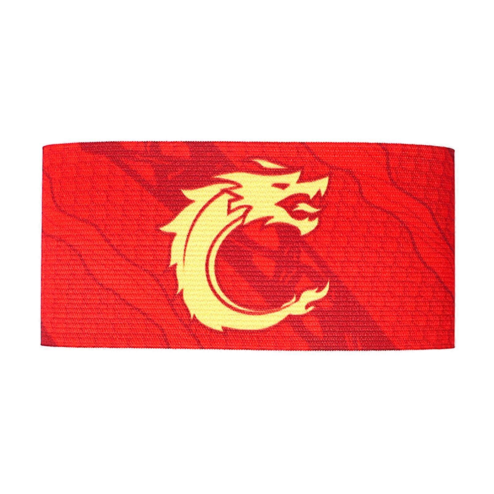 Sports Captain C Arm Unisex Elastic Fasten Tape Anti-slip Dragon Print Adjustable Band Team Training Outdoor Football Player Soccer Captain Armband