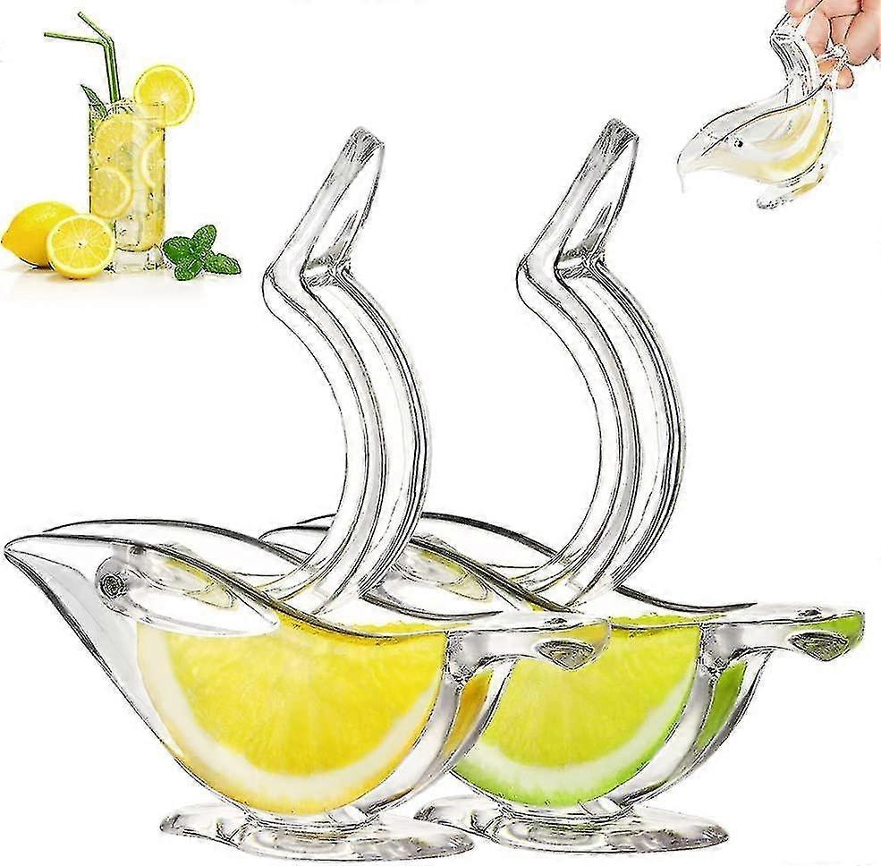 Transparent Acrylic Lemon Squeezer - Deluxe Design, Manual Hand Squeezer, 2pcs White
