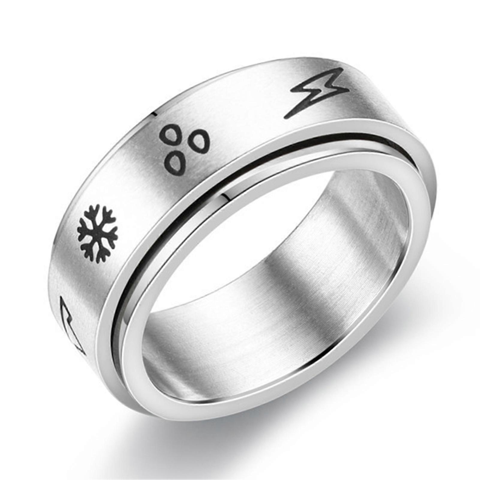 Titanium Steel Spinner Rings Moon & Star Ring Stress Relieving Anxiety Ring Punk Style