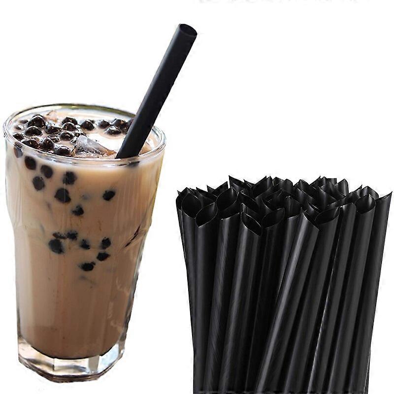 100pcs Disposable Plastic Drinking Straws Black Boba Bubble Tea Straw Tubes for Drinks Individually Packed Drinkware Bar Accessor