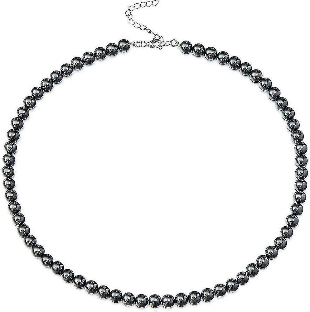 Cream Simulated Choker Necklace. Silver Round 6mm Wedding