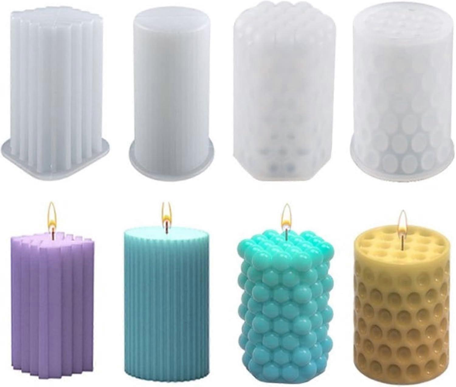 4 pcs Cylinder Candle Molds,Candle Molds Cylinder Light Resin Mold for Making Candles, Soaps, Flower Specimen, Insect Specimen, DIY Clay Molds