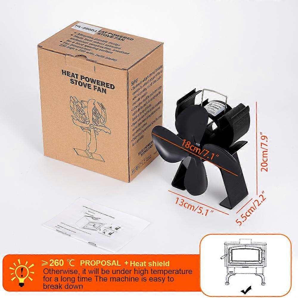 Redkid 4 Blade Heat Powered Stove Fan Log Wood Burner Fireplace Fan Eco-friendly Quiet Winter Home H