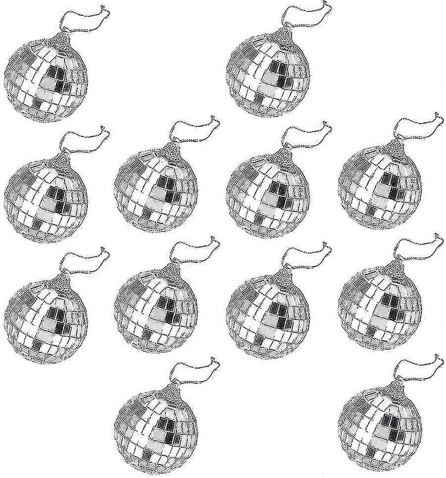 12pcs 5cm speil disco ball speil fest juledekor med stropper