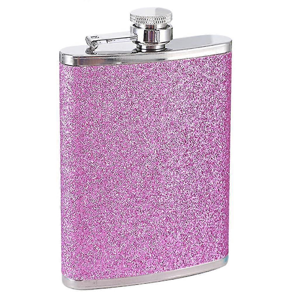 Stainless Steel With Colorful Glitter Hip Flask - Stores 6 Ounces