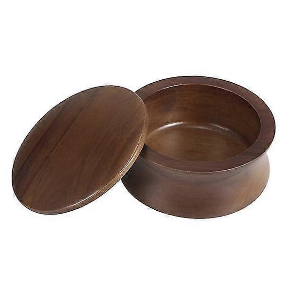 Wooden Men Shaving Bowl with Lid Useful Shaving Cream Soap Bowl Practical Shaving Bowl for Home Bathroom (Brown)