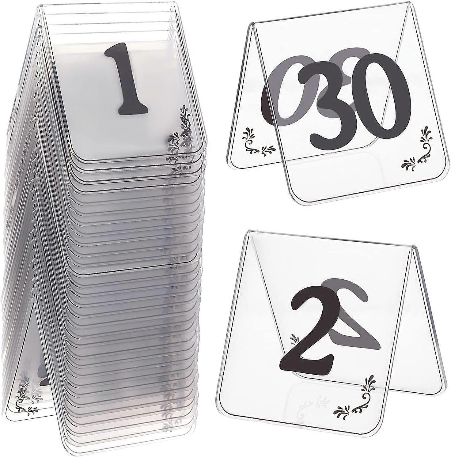 30pcs Acrylic Tent Table Numbers 1-30 Double Sided Table Numbers Signs Number Table Tent Acrylic Numbers Cards Signs for Wedding Party Banquets Recept