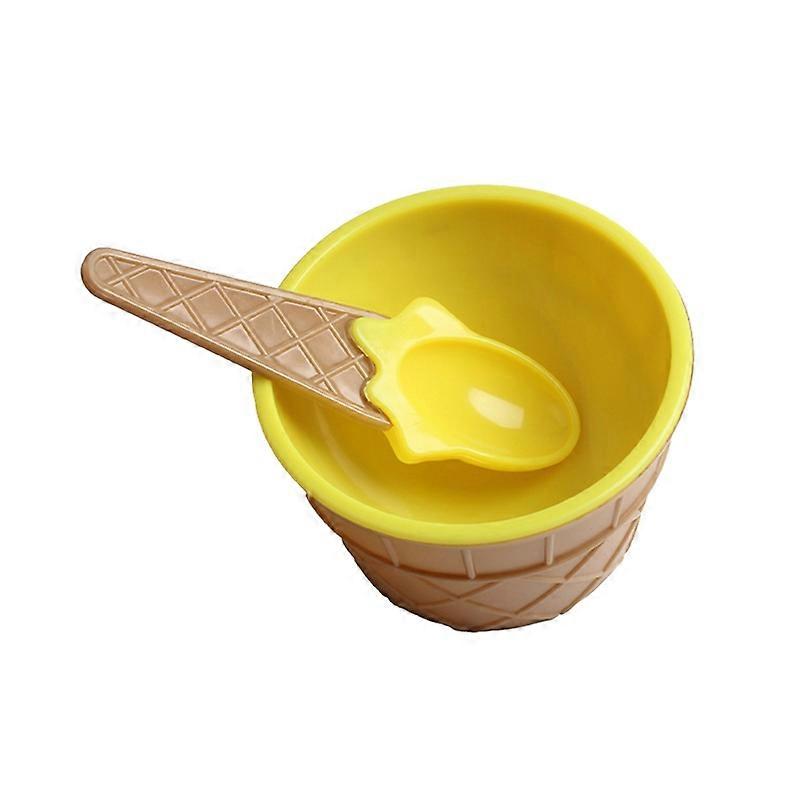 1 Conjunto de Tigela de Sorvete Eco-friendly Cartoon Shape Plástico Sobremesa Copo de Iogurte com Colher para Casa KAESI