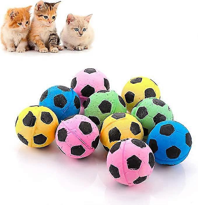 Foam Sponge Balls Cat Toy, 10 Pieces Soccer Cat Balls Large Cat Toy Balls Cat Play Toy Cats Interactive Ball Toy Indoor Outdoor 10pc Random Color