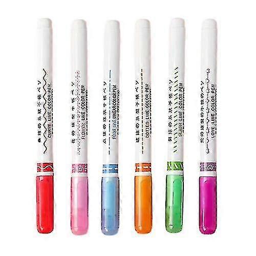 6x Curve Highlighter Pen Set Flare Pens Quick-drying And Writes Clearly Smoothly