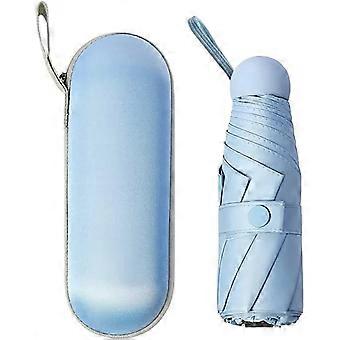 Mini Travel Umbrella with 8 Ribs Small Portable Sunshade UV Windproof-Blue