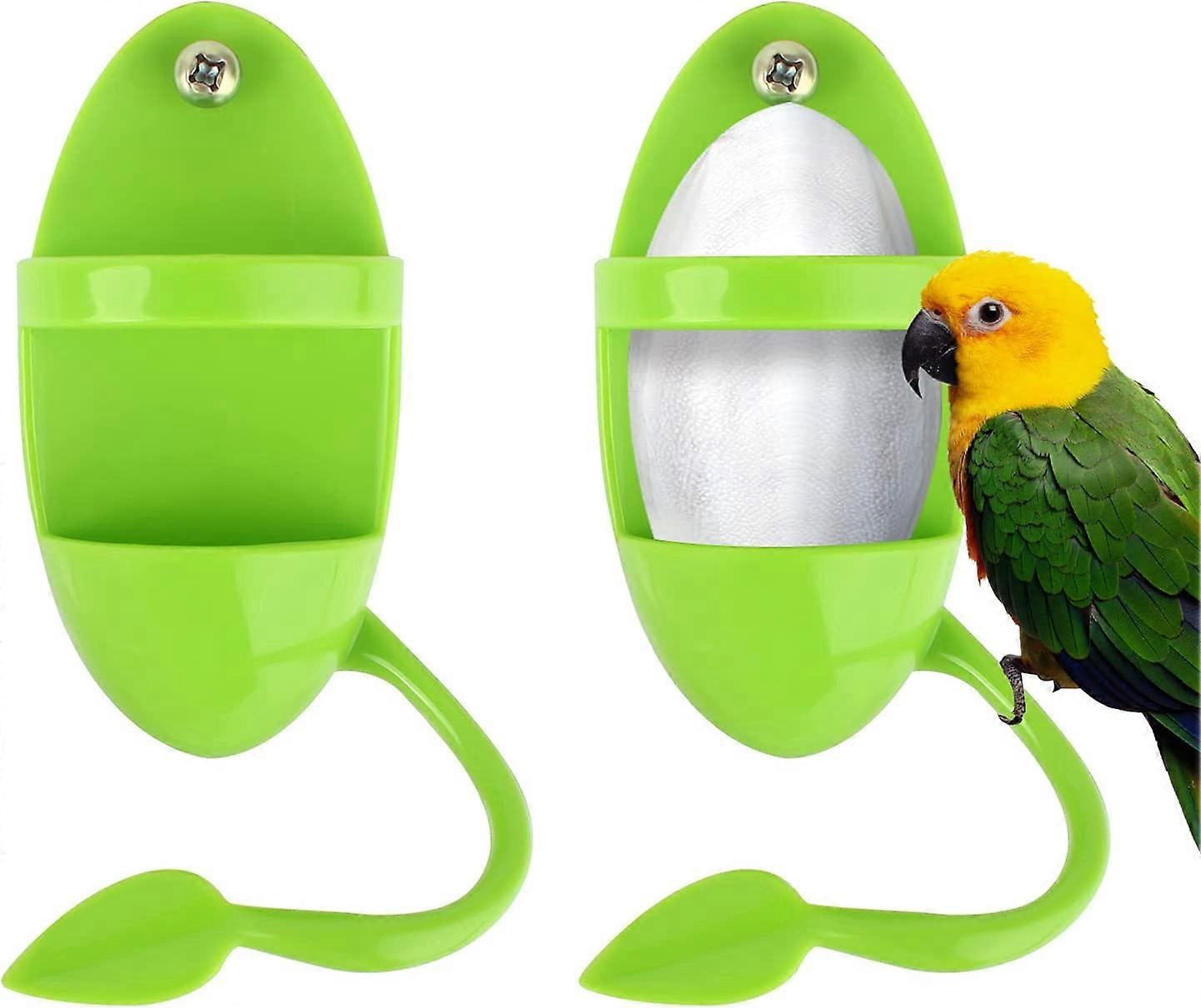2PCS Bird Parrot Cuttlebone Holder Cuddle Bone Bird Feeding Racks Parrot Food Container Parrot Cage Stands Accessories for Bird Parrot(Green)