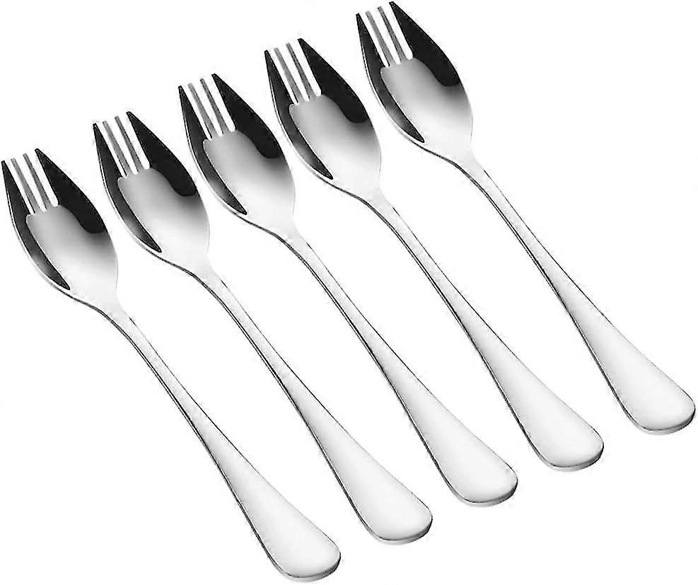 Manico lungo in acciaio inossidabile da 5 pezzi e cucchiaio e forchetta in metallo resistente per uso domestico e campeggio all'aperto