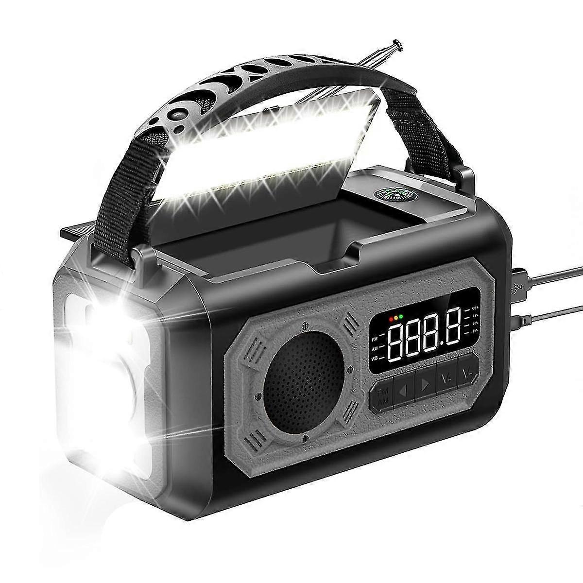 12000mah Nödväderradio Handvev Radio Solradio Bärbar Am / FM / Radio Med Ficklampa