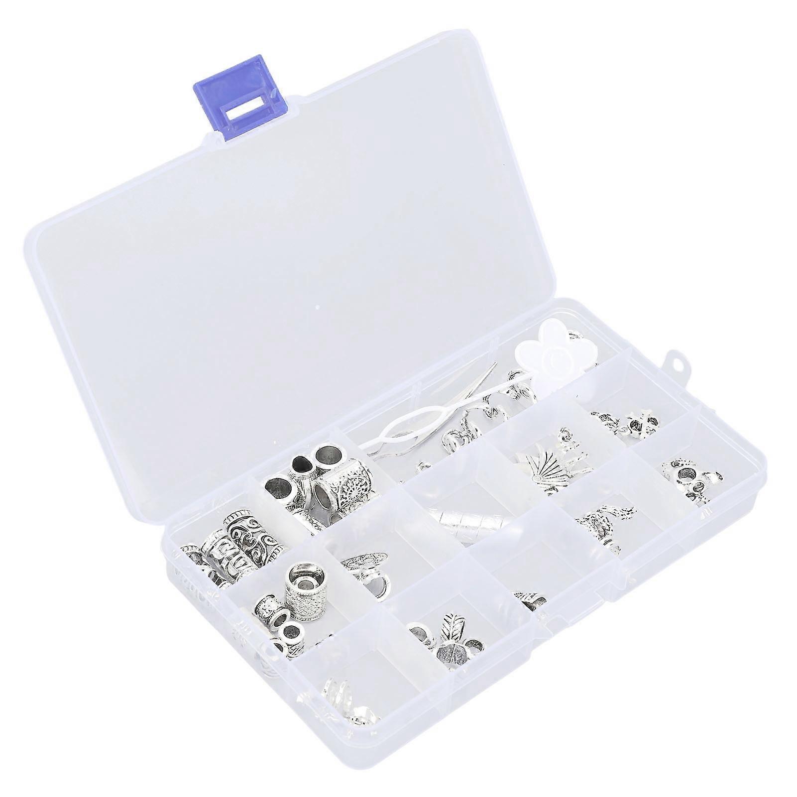 Dreadlocks Beads Alloy Exquisite Hair Tube Beads Hair Coils Set with Dreadlock Interlocking Tool
