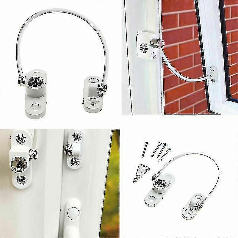 Child Safety Security Lock White Window Door Cable Restrictor Ventilato