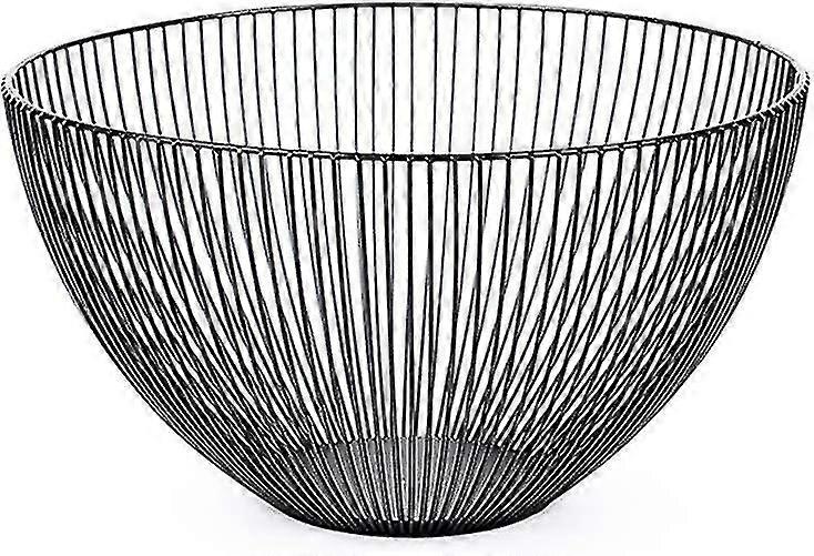 Fruit Basket Fashion Black Round Openwork Metal Decorative Fruit Bowl Bread Basket Fruit