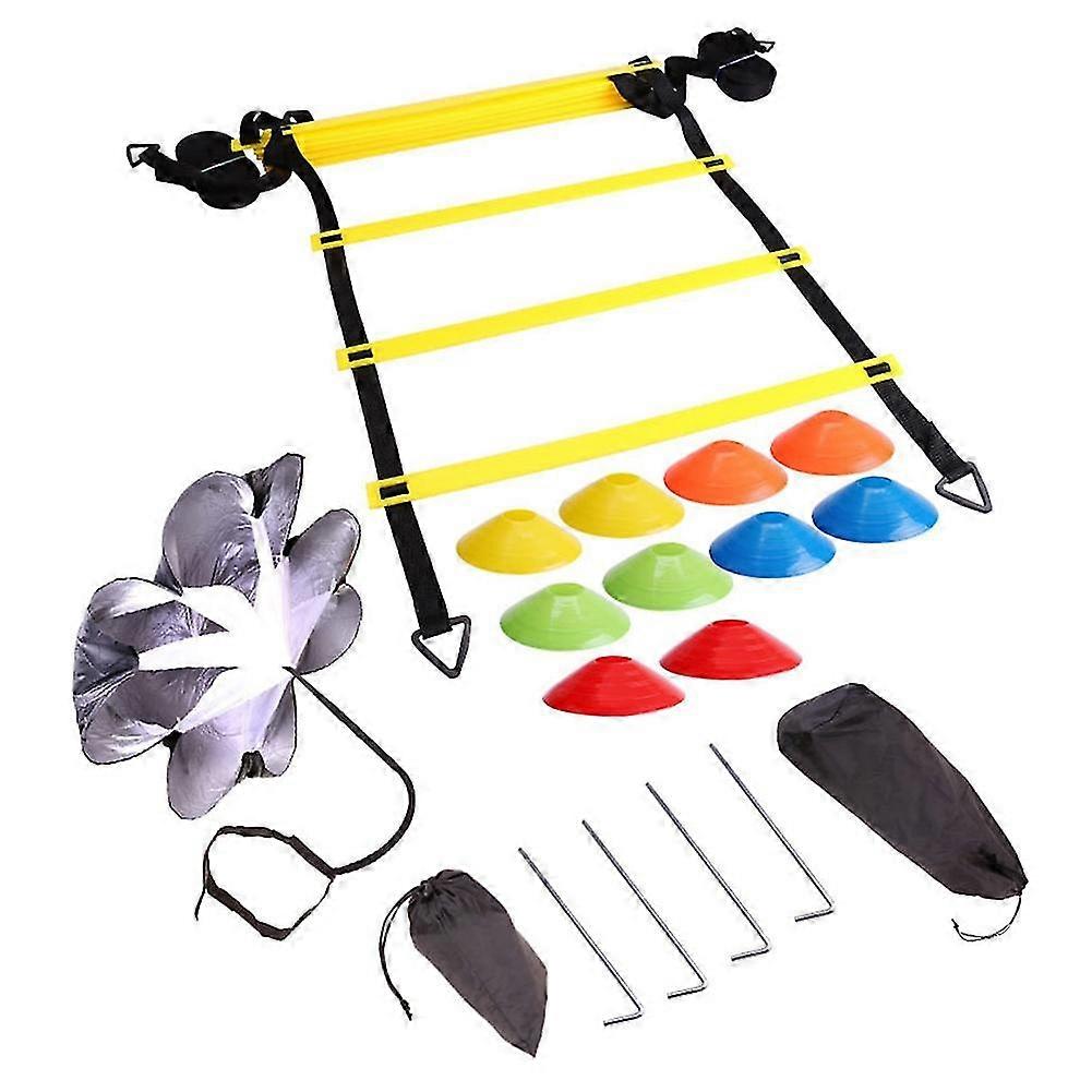 Agility Ladder For Football Training, Adjustable, Footwork And Speed, Sports Kit With Resistance Parachute