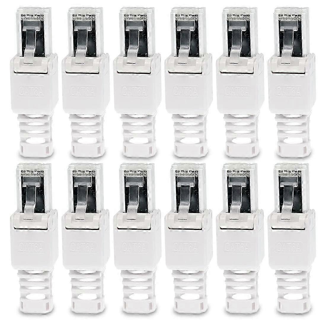 12 Network Plugs, Tool- CAT6A RJ45 LAN UTP Cable Plug Without Tools, CAT6 CAT5 CAT7 Installation Ca