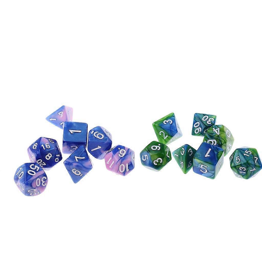 14 Pieces Multi-sided Dice Colors Polyhedral Dice Family Set For D&D Game