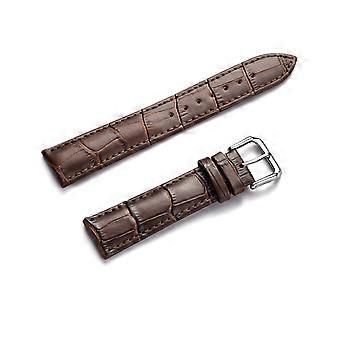 Genuine leather strap head layer cowhide pin buckle butterfly buckle pu crocodile leather belt (20mm, brown)