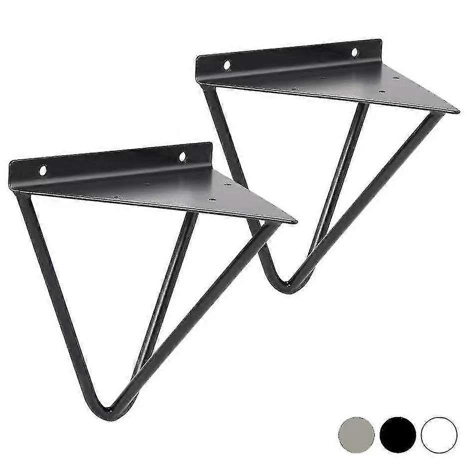 2-Pack Triangular Floating Shelf Brackets, Vintage Iron, Wall Mounted, Black